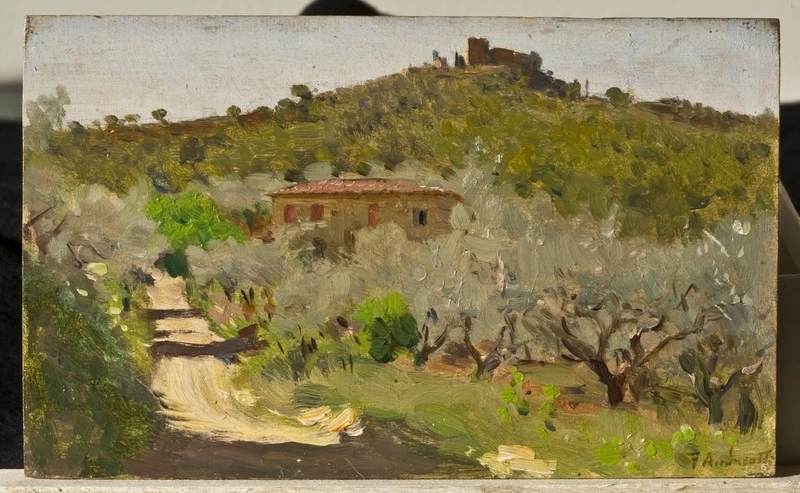Paesaggio con borgo sullo sfondo